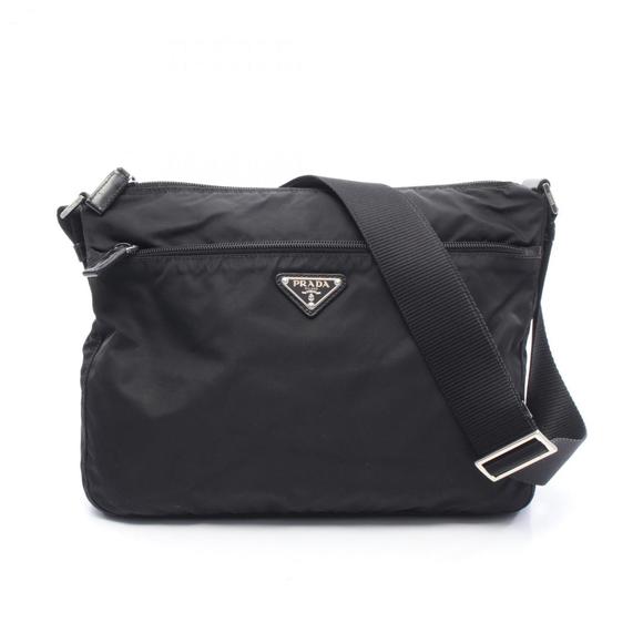 Prada shoulder bag, nylon and leather, women's, black - Picture 1 of 9